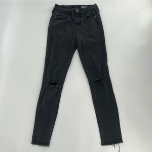 Aeropostale Black High Waisted Release Hem Ripped Ankle Jeggings Size 0 Women’s